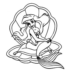 Little Mermaid Shell Pearl Coloring Page