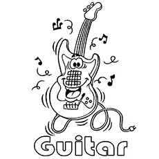 Lively Guitar Music Notes coloring page