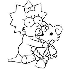 Coloring Page of Maggie With Teddy