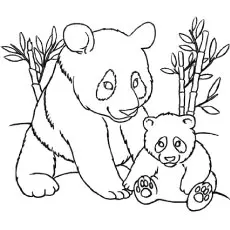 Momma Panda With Baby Panda coloring page