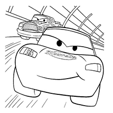 Coloring page of Colorful cars on the Racing Track