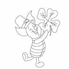 The Piglet Dancing With The Four Leaf Clover coloring page