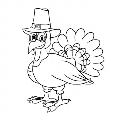 The pilgrim turkey, Thanksgiving turkey coloring page