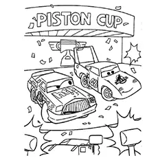 Coloring page of Colorful cars in The Piston Cup Race_image