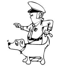 Policeman With Dog coloring page