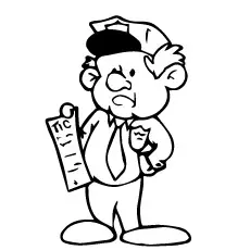 Policeman With Ticket Coloring Page_image