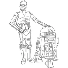 R2d2 (fictional robot character ) And C3po (humanoid robot character) Starwar Coloring Pages