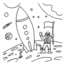 Rocket and Astronaut coloring page
