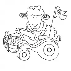 Coloring page of Sheep in car_image