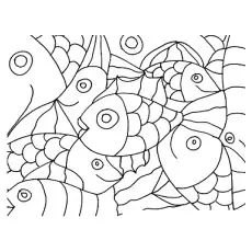 Abstract Design of Shoal of Fishes Coloring Pages_image