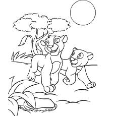 Lion King Characters Simba and Nala Coloring Pages to Print