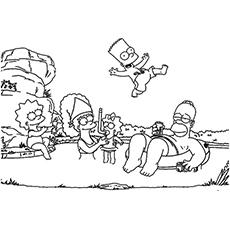 Simpsons Having Fun On Beach Coloring Pages