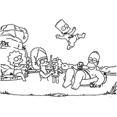 Simpsons Having Fun On Beach Coloring Pages