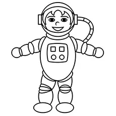 Smiling Astronaut Dressed in Uniform Coloring Page