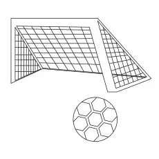 The soccer ball and net coloring page