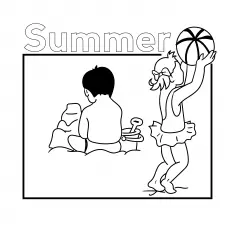 The Summer at Beach coloring page