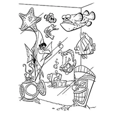 Fish Tank Gang of Nemo Coloring pages