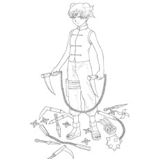 Naruto Tenten with Her Weapons coloring page