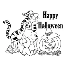 Tigger Winnie The Pooh And Halloween Pumpkin Coloring Sheet_image