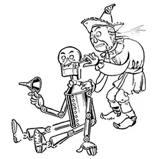 Tinman Needs To Be Refueled Wizard of OZ coloring page