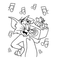 Coloring Pages of Tom and Jerry Loves Music Printable_image