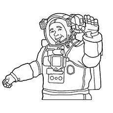 Astronaut Waving his Hands Coloring Page