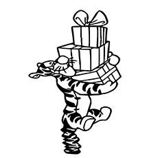 The a springy tigger with gifts coloring page