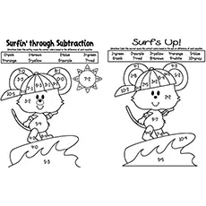 Add And Subtract On Surf Coloring Page_image