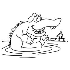 Alligator In A Water coloring page