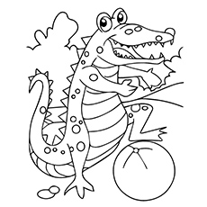Alligator With A Ball coloring page
