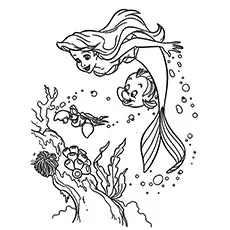 Coloring Page of Mermaid Ariel with Friends