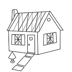 Coloring page of house with tree