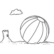 Beach Ball and Sand Castle Coloring Page