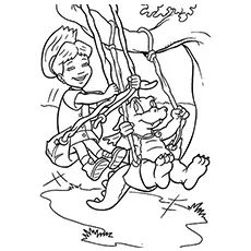 The cassie and emmy love to swing from Dragon Tales coloring page_image