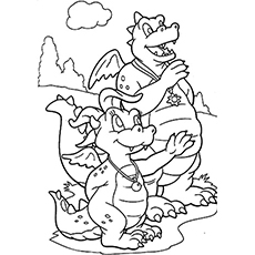 The cassie and ord waving goodbye from Dragon Tales coloring page