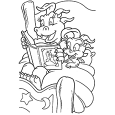 The cassie reads to sister kiki Dragon tales coloring page