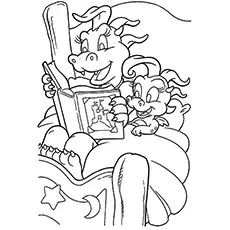 The cassie reads to sister kiki Dragon tales coloring page_image