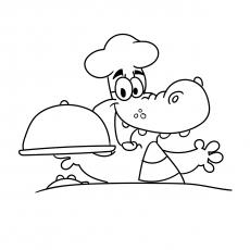 Chef Alligator coloring page