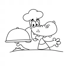 Chef Alligator coloring page_image