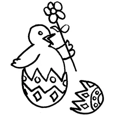 Coloring pages Of Chick with Flower
