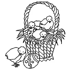 Chicks on Easter coloring pages