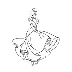 Cinderella With Her Gown Coloring Pages