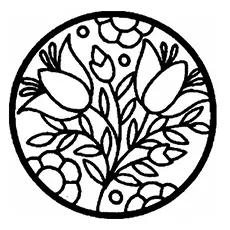 Circle with Flowers Coloring Page
