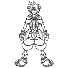 The close up picture of sora Kingdom hearts coloring page