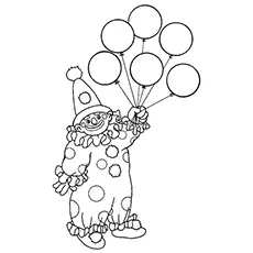 The Clown with Balloons coloring page