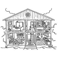 Doll House Drawing and Coloring - How to Draw Cute House 