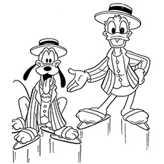 The donald and pluto coloring page