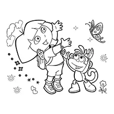 Dora and Boots the Monkey Coloring Pages_image