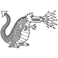 The dragon spitting fire coloring page