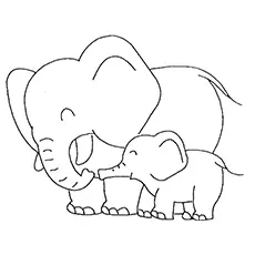Wild elephant and its cute baby Jungle Animals coloring page